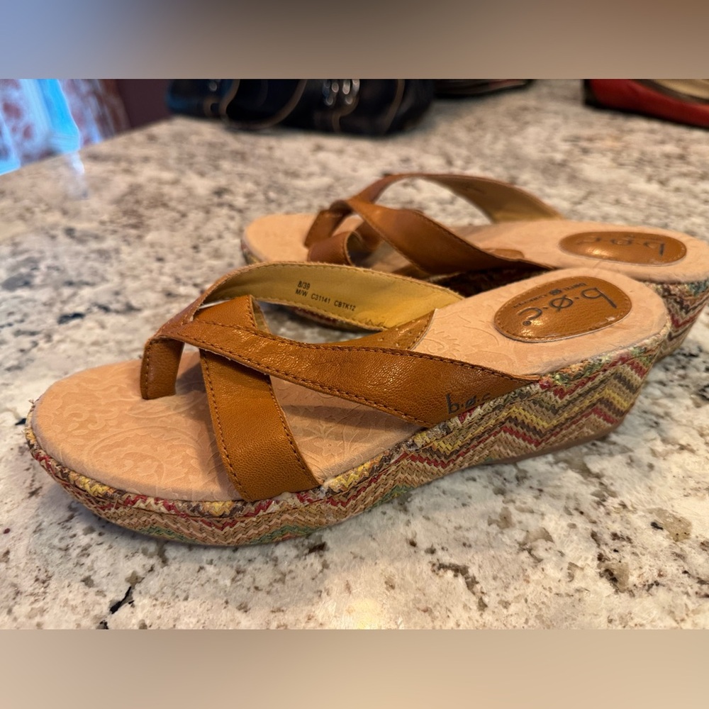 boc Tan Wedge Sandals with Espadrille Platform